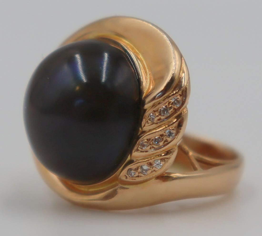 JEWELRY. 14kt Gold, Mabe Pearl & Diamond  Ring. (1 of 6)
