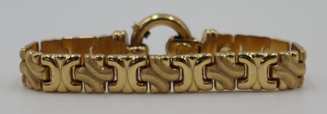 JEWELRY. Italian 14kt Gold Mixed Finish Bracelet. (1 of 8)