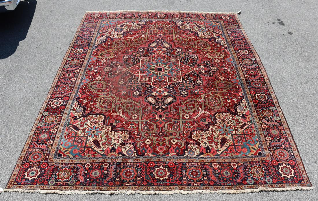 Antique And Finely Hand Woven Heriz Carpet . (1 of 9)