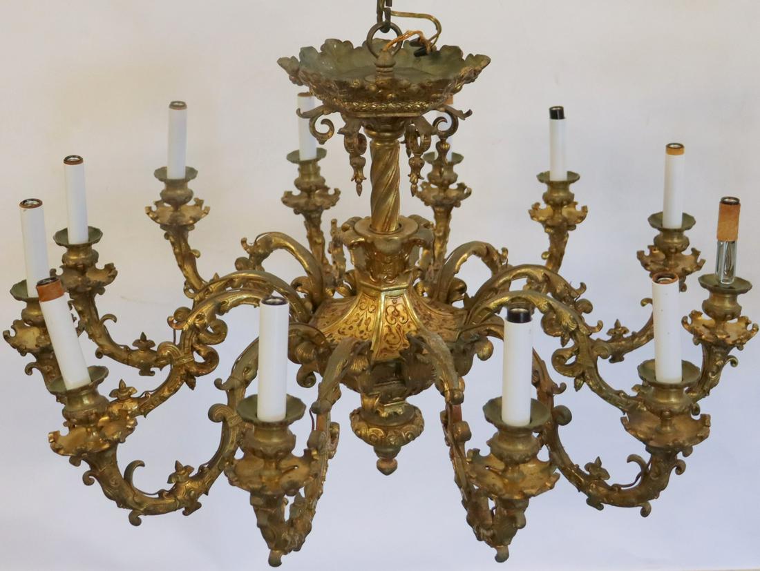 Large Gilt Bronze Victorian Chandelier (1 of 6)