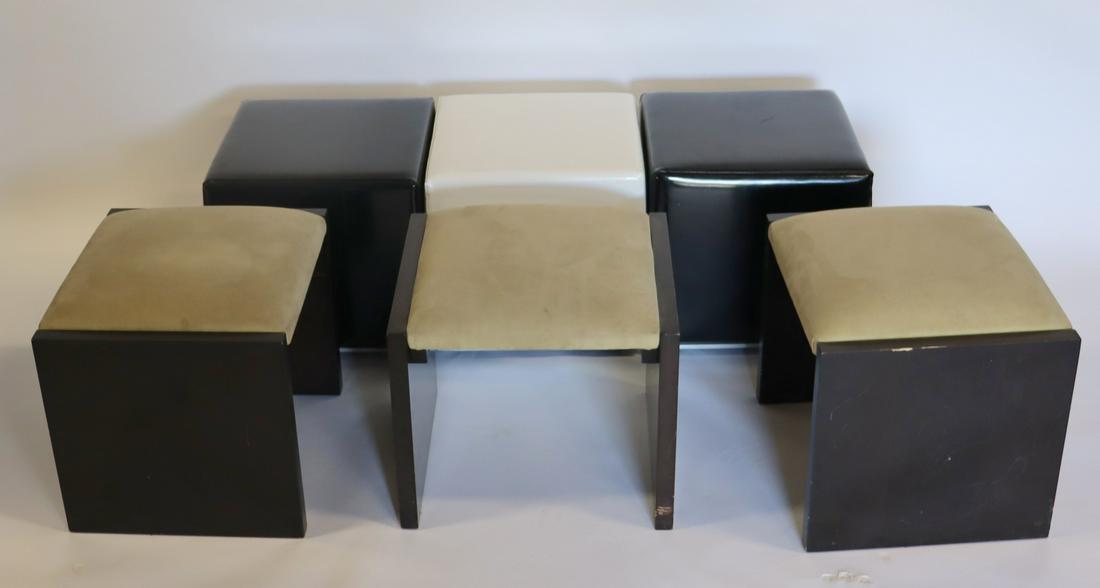 3 Vintage Vinyl  / Suede  Ottomans/ Stools (1 of 5)