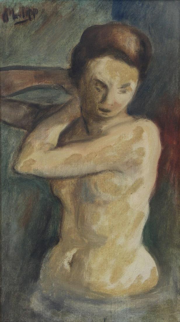 ROBERT PHILIPP (AMERICAN, 1895-1981).: Oil on Canvas. Bather. Signed upper left. From a Rye, NY collection. - Dimensions: 8" high x 14" wide