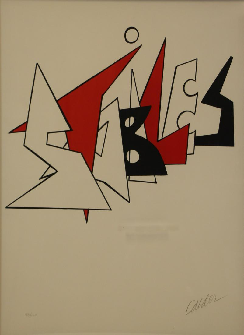 ALEXANDER CALDER (AMERICAN, 1898-1976).: Lithograph. "Stabiles". Signed lower right. No. 96 from an edition of 100. Signed lower right. From a Peekskill, NY collection. - Dimensions: Sight: 26.5" high x 20" wide