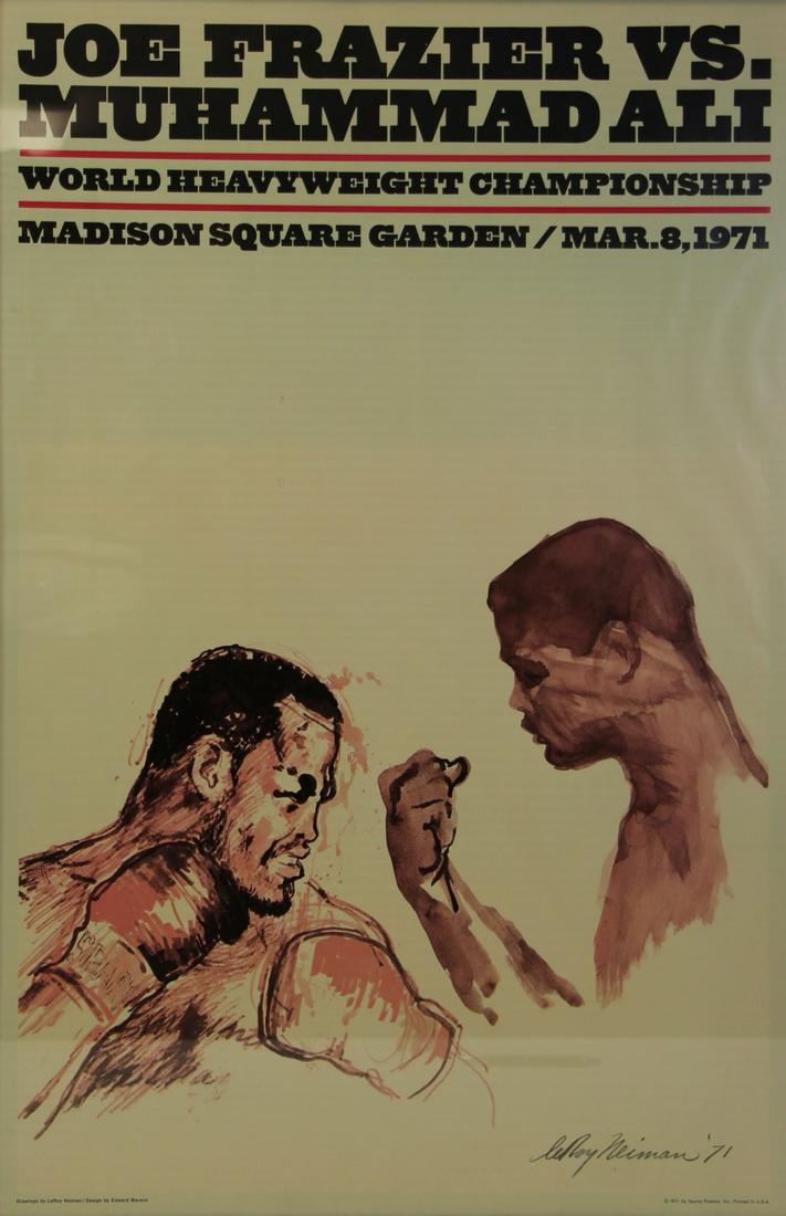 LEROY NEIMAN (AMERICAN, 1921-2012).: Poster. Ali/Frazier. From a Garden City, NY collection. - Dimensions: 37" high x 24.5" wide