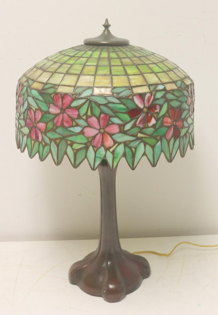 Handel Signed Bronze Lamp Base & Unique Leaded (1 of 15)