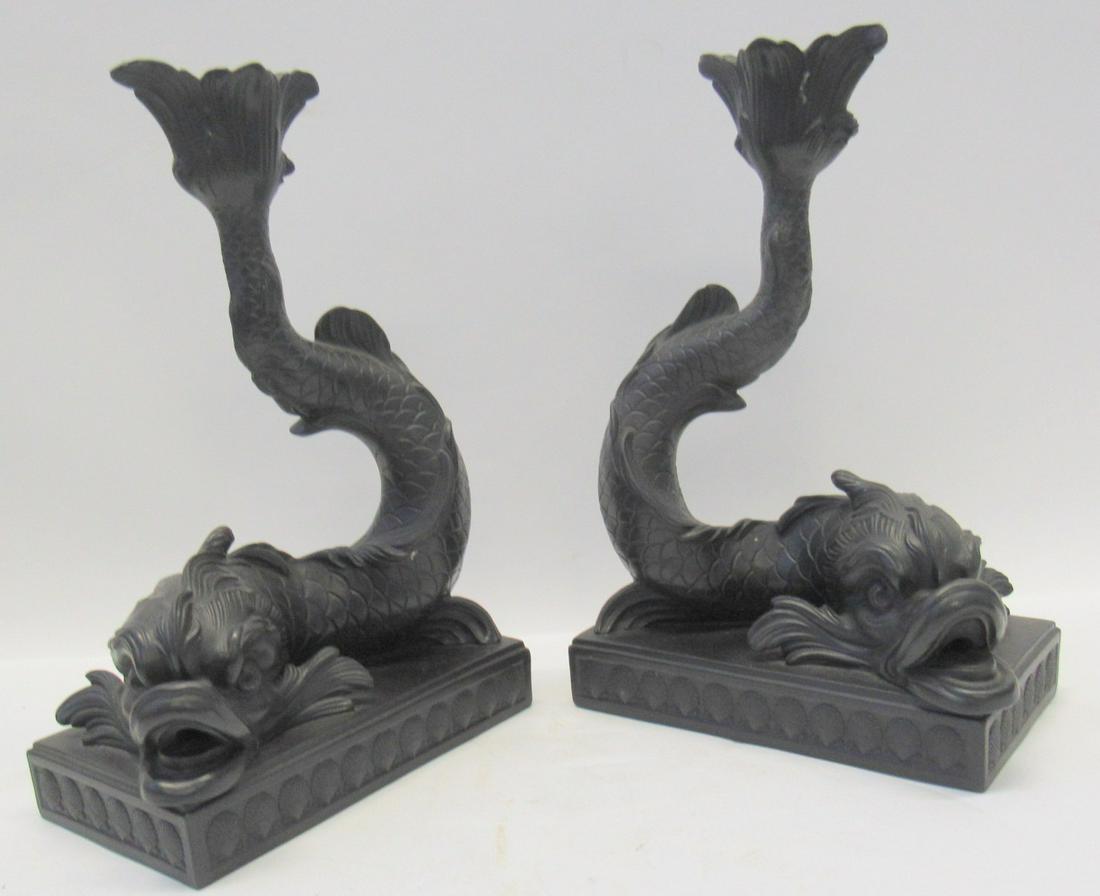 Pair Of Wedgwood Black Basalt Dolphin Form (1 of 7)