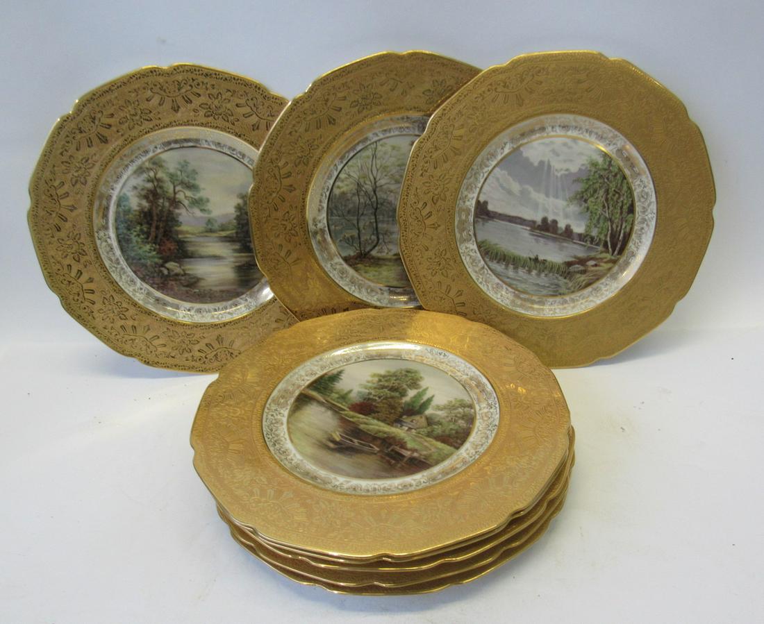 Set Of 8 Gilt And Paint Decorated Porcelain Plates (1 of 4)