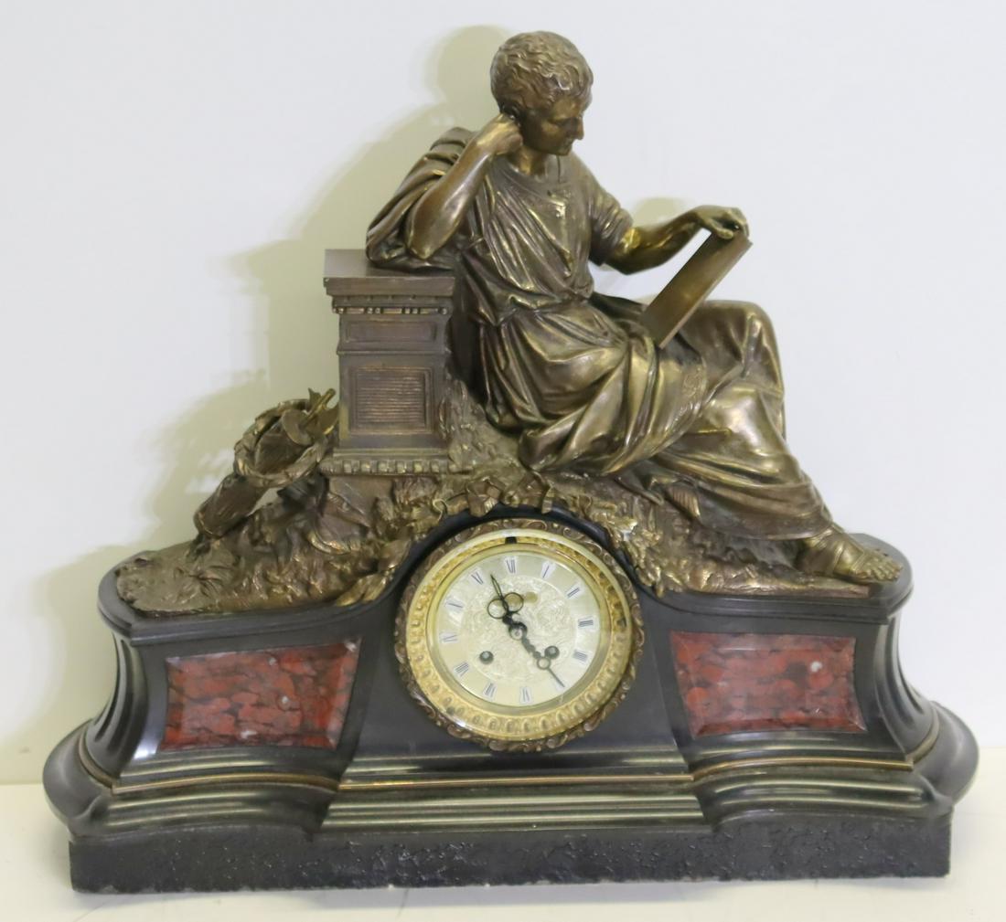 Antique French Bronze And Marble Figural Clock (1 of 8)