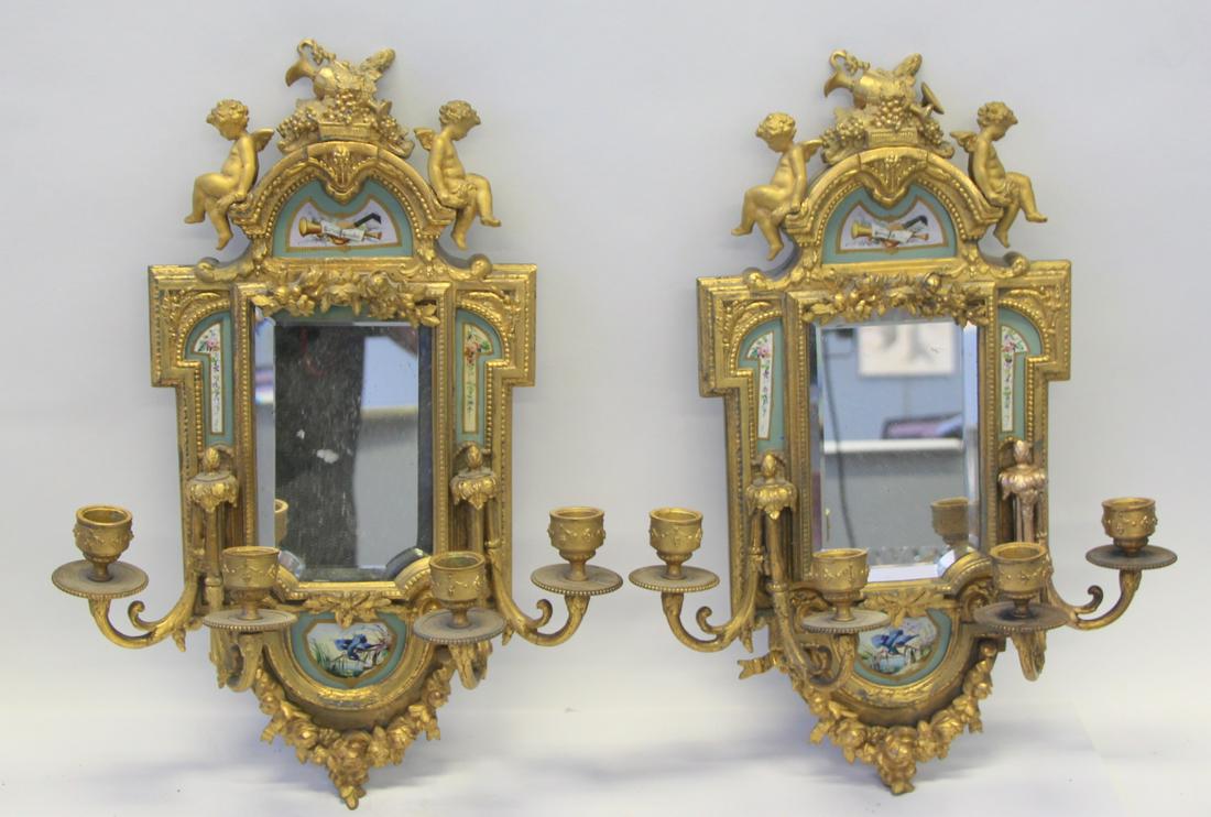 Fine Quality Pair Of Antique Gilt Metal Sconces (1 of 13)