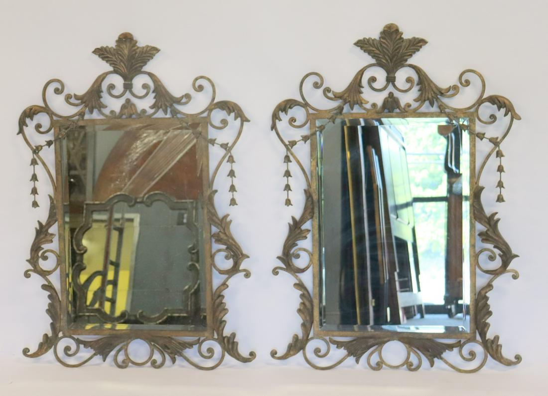 Pair Of Rococo Style Patinated Metal Mirrors. (1 of 5)