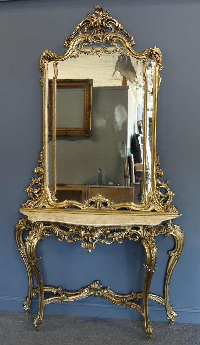 Antique & Finely Carved Louis XV Style Marbletop (1 of 6)