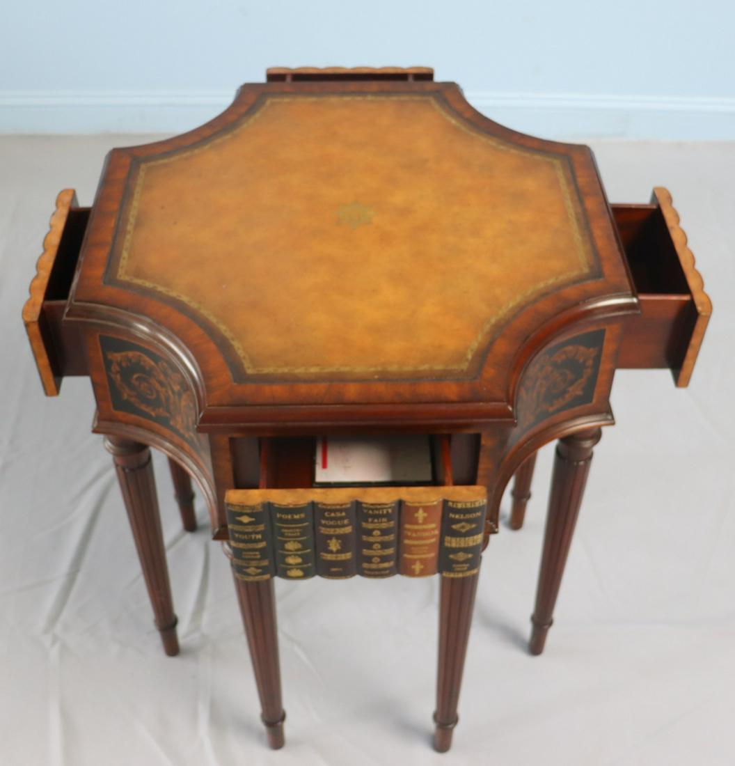 Vintage Leathertop Mahogany Center Table With Book (1 of 4)