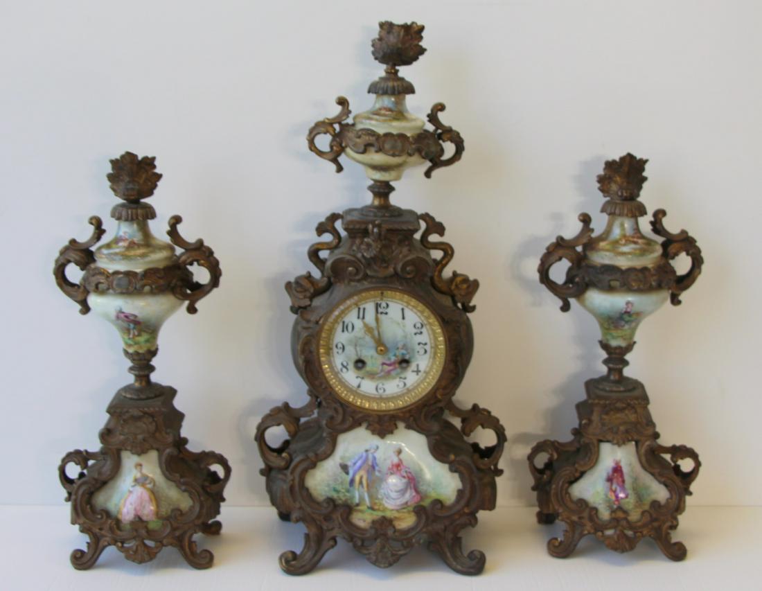 Antique Gilt Metal Mounted Sevres Style Clock (1 of 9)