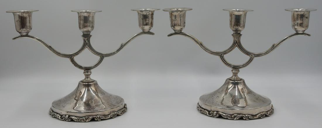 STERLING. Pair of Mexican Sterling Candelabra. (1 of 6)