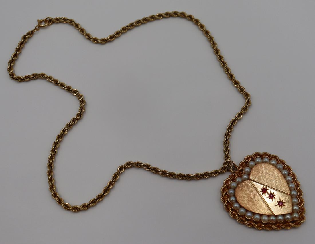 JEWELRY. Vintage 14kt Gold Pendant and Rope Chain. (1 of 5)