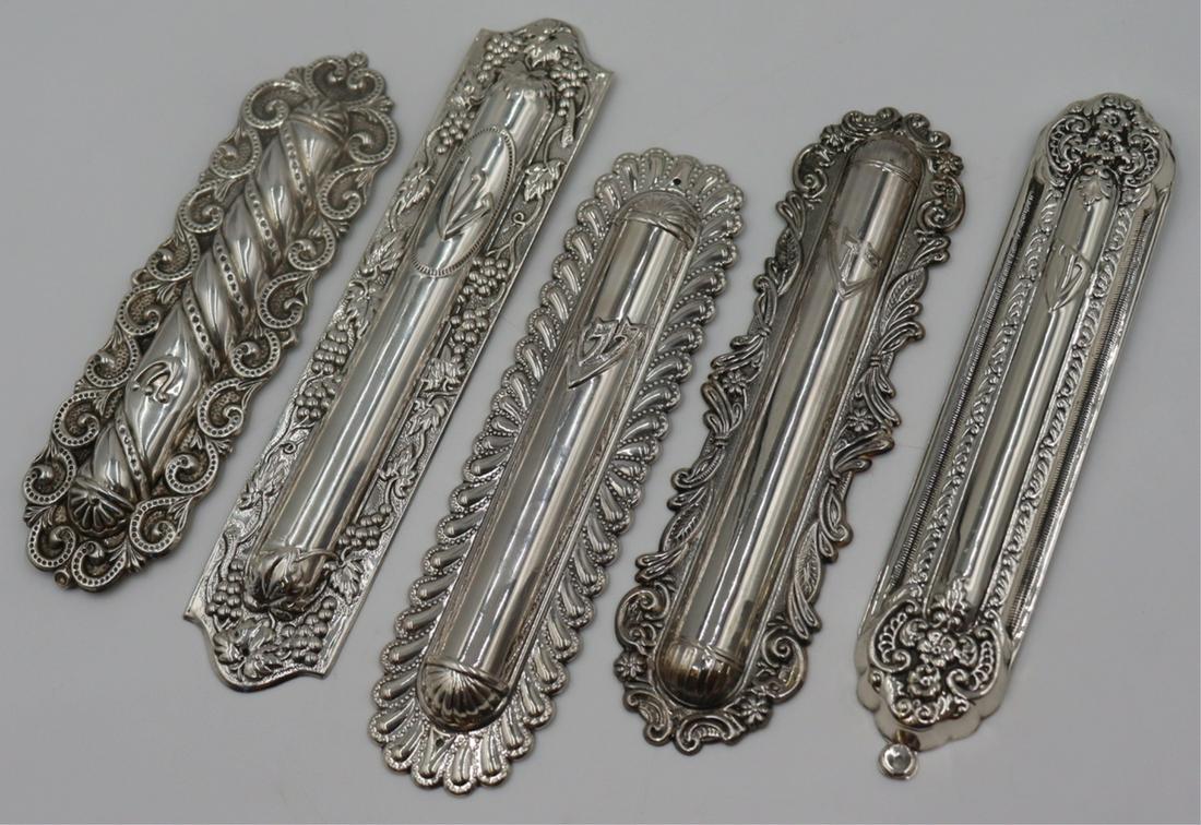 JUDAICA. Grouping of (5) Sterling Mezzuzahs. (1 of 11)