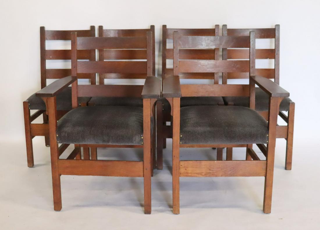 Gustav Stickley Set Of 6 Oak Arts And Crafts (1 of 9)
