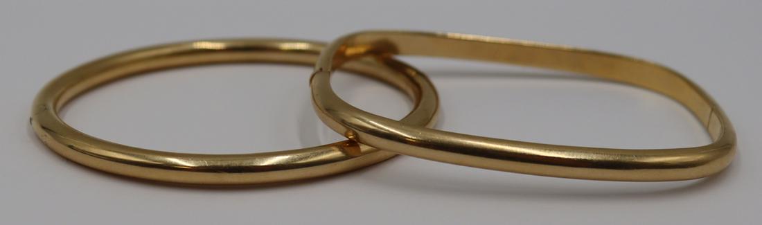JEWELRY. (2) Signed 14kt Gold Hinged Bracelets. (1 of 7)