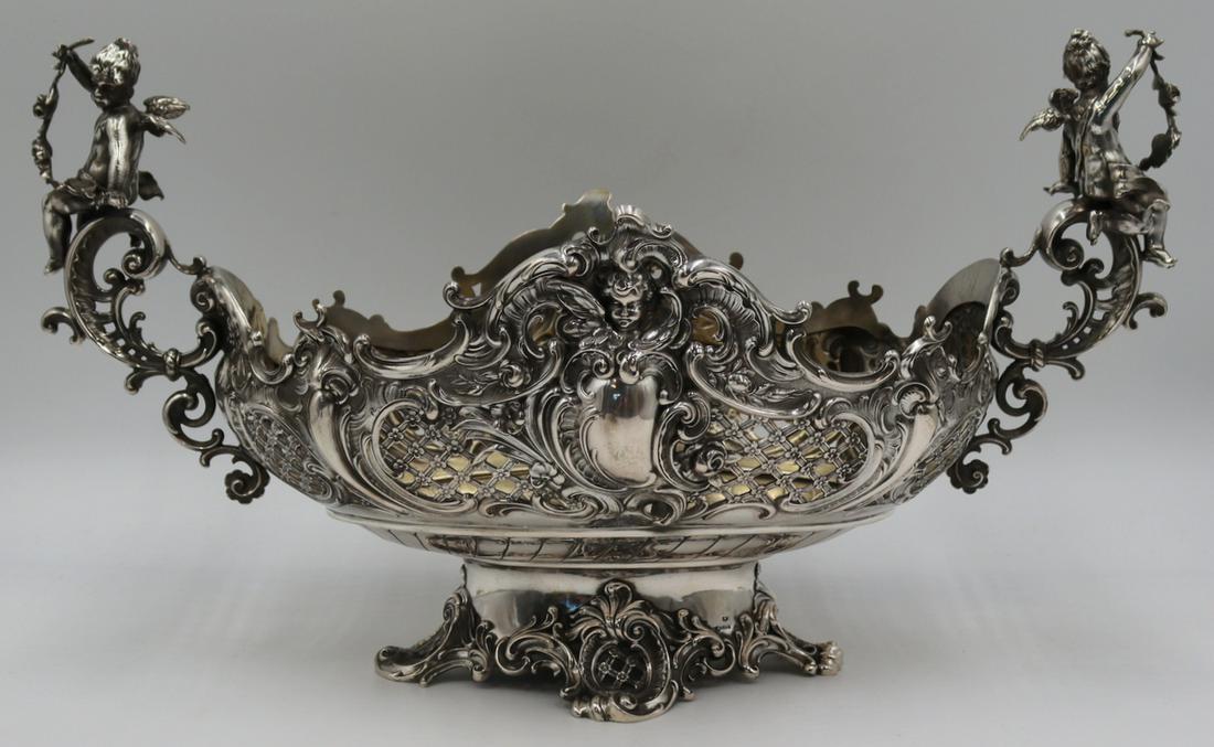 Grand Plat En Argent Massif Allemand Bruckmann & Söhne - Poinçon 800/1000