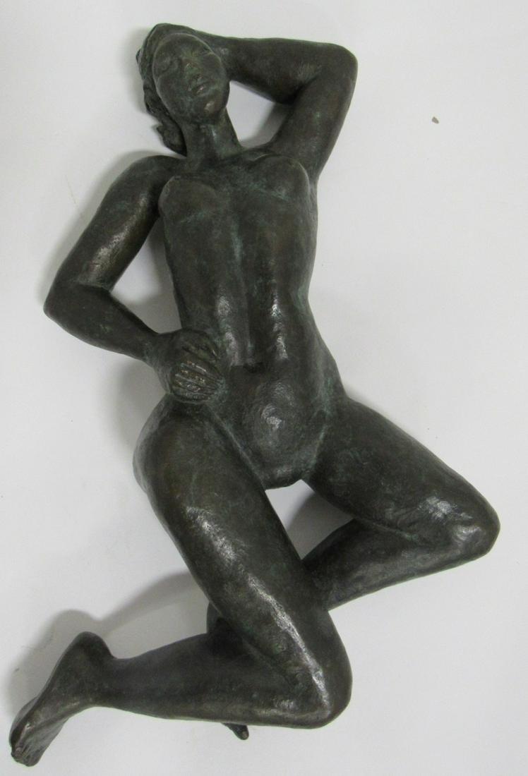 Ella Tulin (American 1931 - 2006) Signed Bronze: Reclining Nude. Good size and nice original patina. From a PA estate. - Dimensions: 19"