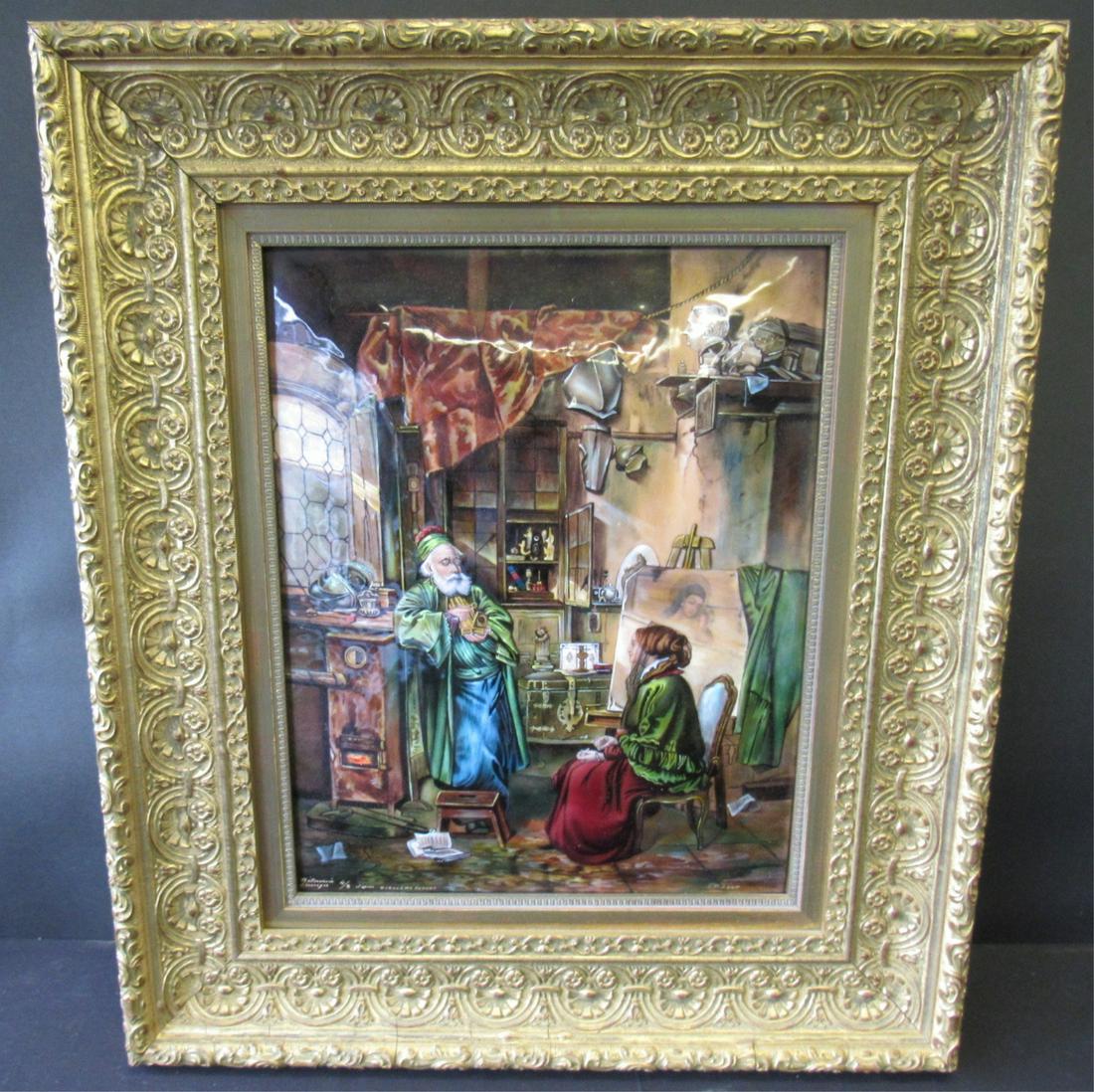 Large Limoges Enameled Framed Plaque. (1 of 4)