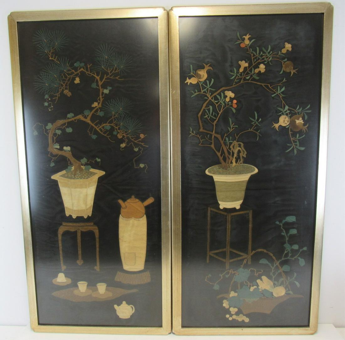 2 Finest Quality Framed Chinese Silk Tapestries. (1 of 8)