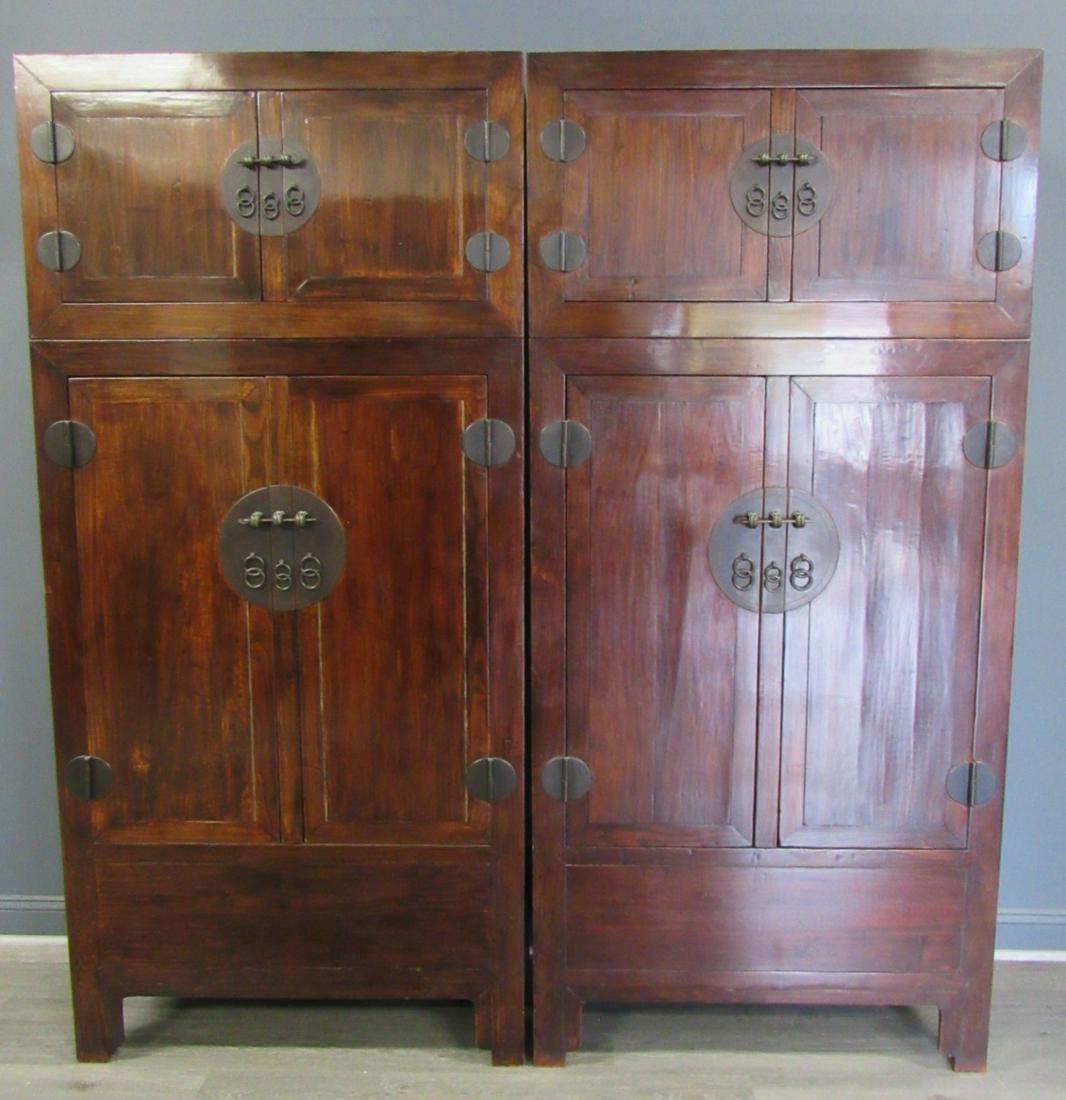 A Fine Pair Of Chinese Hardwood 2 Piece Cabinets. (1 of 11)