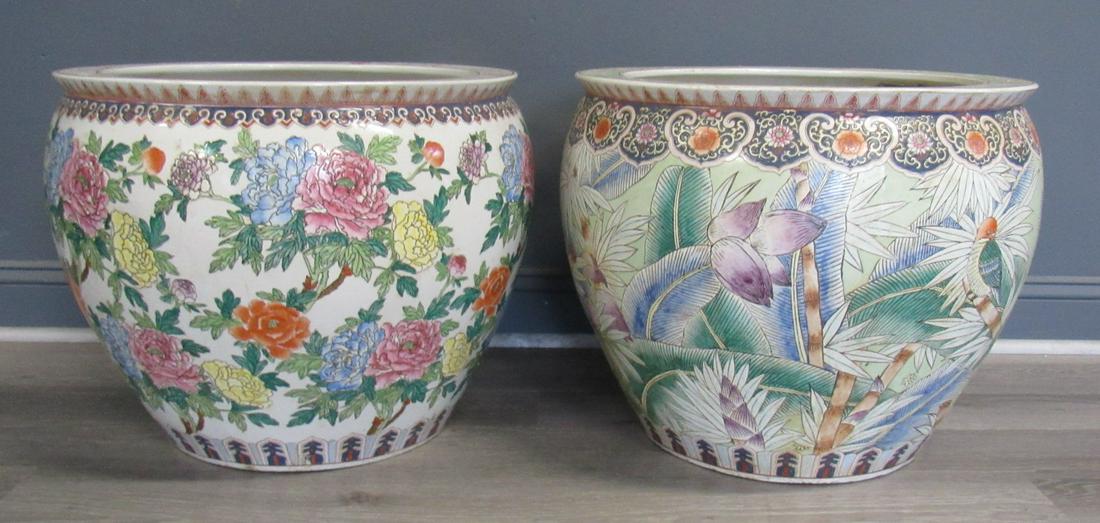 2 Large Enamel Decorated Chinese Fish Bowls. (1 of 9)