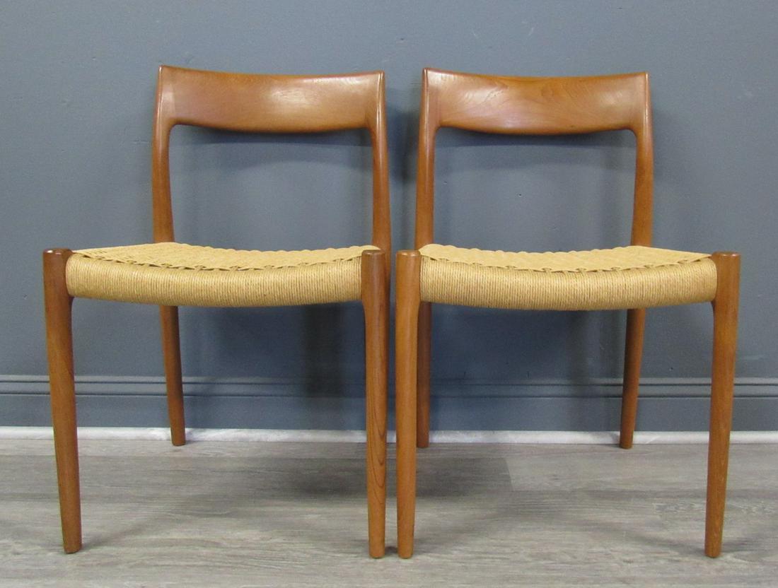 Midcentury Pair Of Neils Otto Muller Teak Chairs.: Nice original model # 57 chairs. From a Pleasant Valley estate. - Dimensions: 30" x18" x18"
