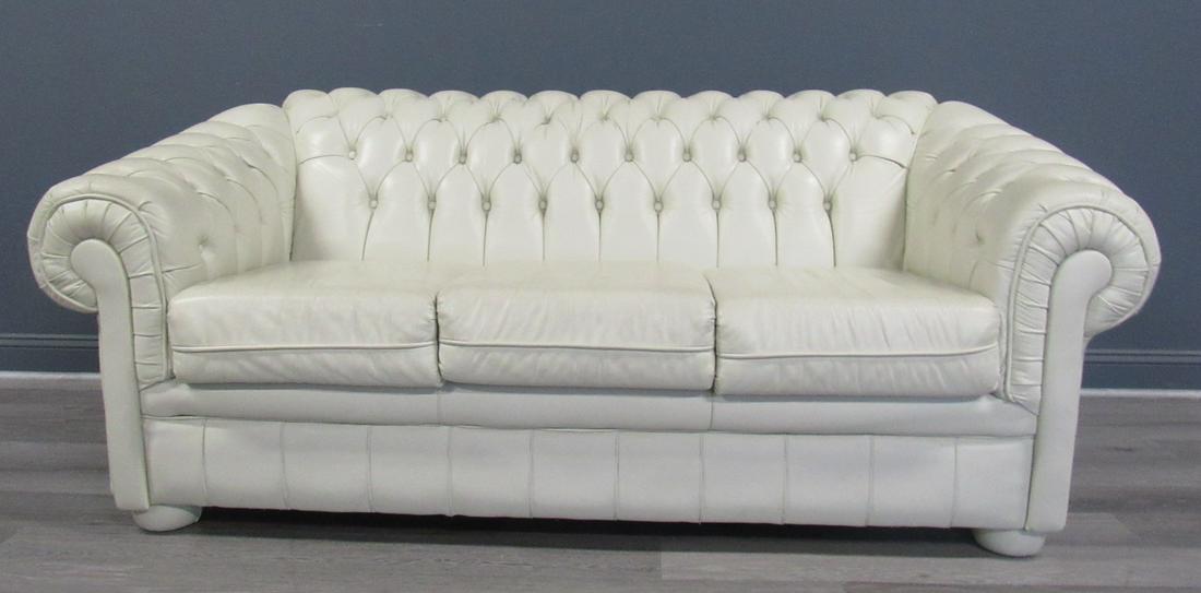 Vintage And Fine Quality White Leather Sofa (1 of 6)
