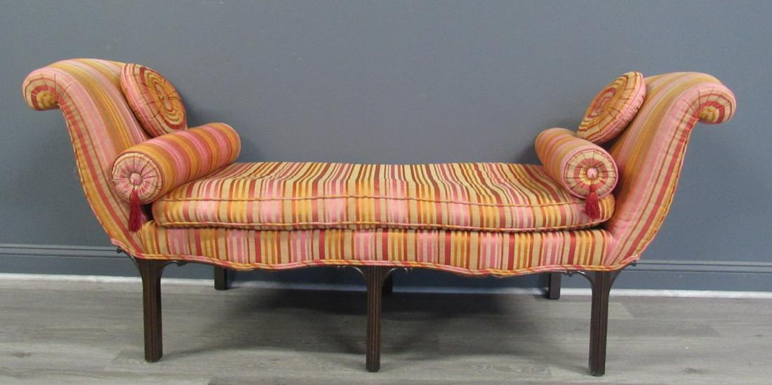 Antique & Fine Quality Upholstered Wing Arm Bench (1 of 6)