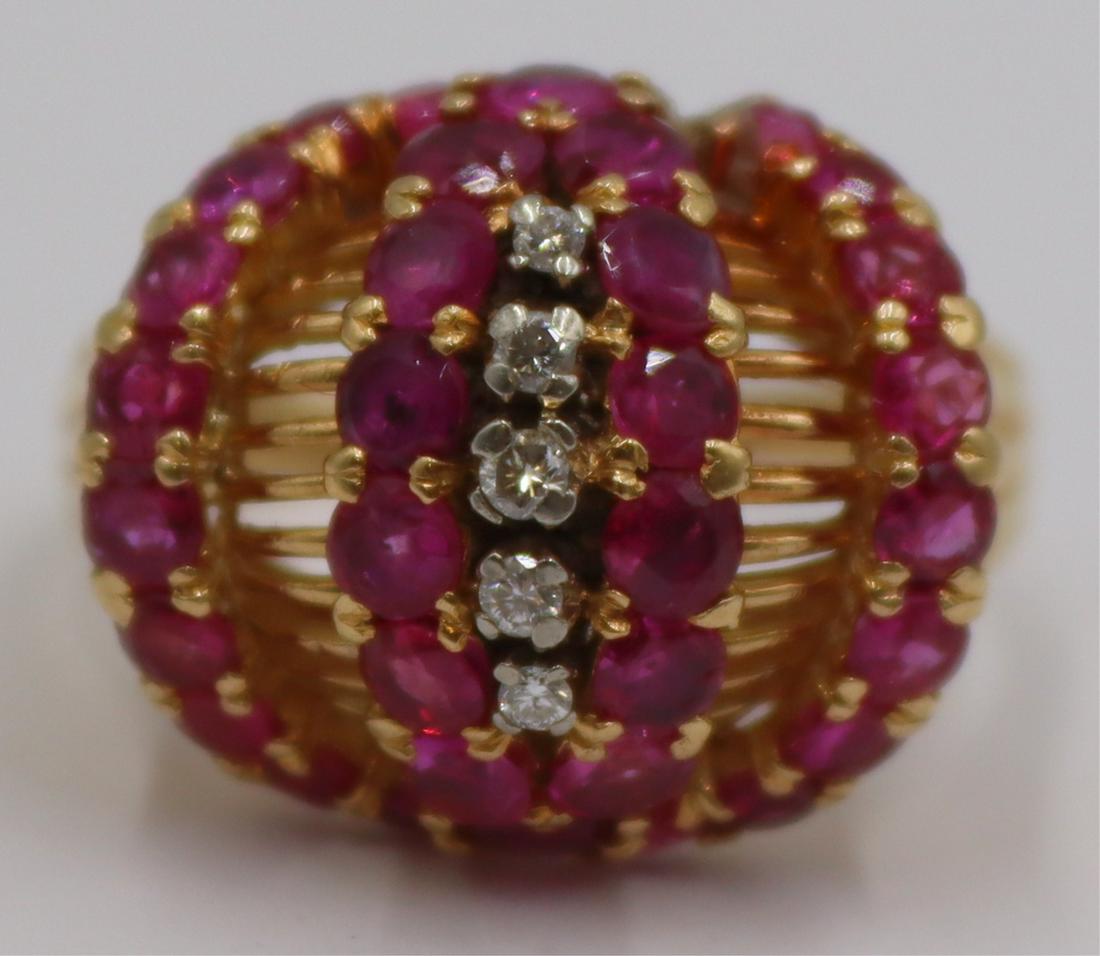 JEWELRY. Italian 18kt Gold, Diamond and Ruby Ring. (1 of 7)