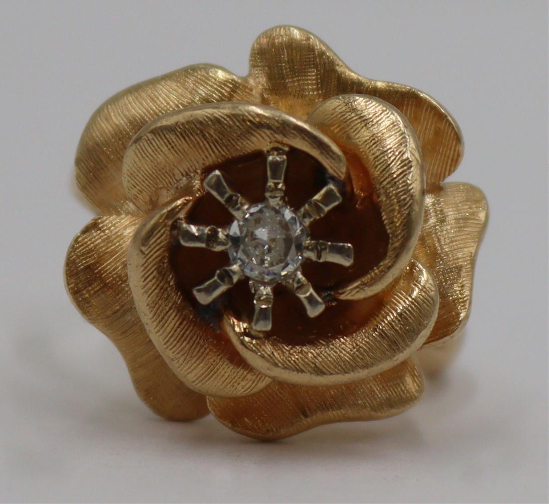 JEWELRY. 14kt Gold and Diamond Floral Form Ring. (1 of 7)