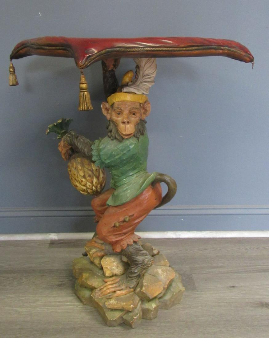 Antique Carved And Polychrome Monkey Form Stand. (1 of 6)