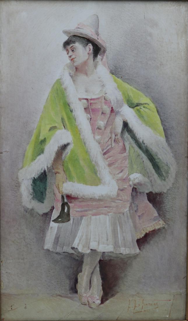 Signed E. LaFontaine Enameled Plaque of a Lady. (1 of 6)