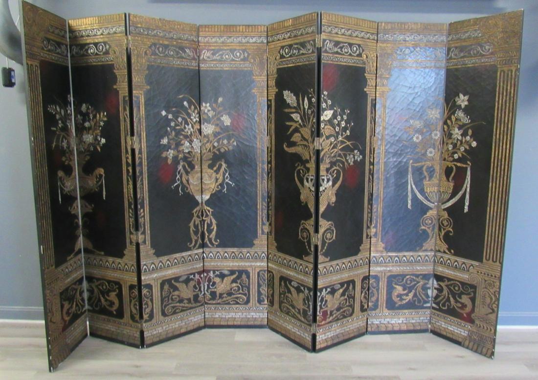 8 Panel Carved Lacquered Decorative Room Divider (1 of 6)