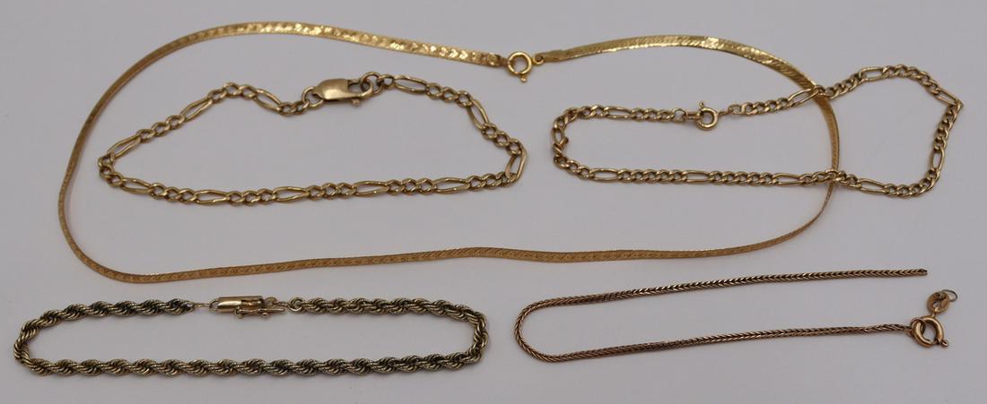 JEWELRY. Assorted 14kt Gold Chain and Bracelets. (1 of 8)