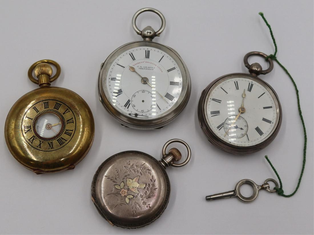 WATCHES. Assorted Grouping of (4) Pocket Watches. (1 of 15)