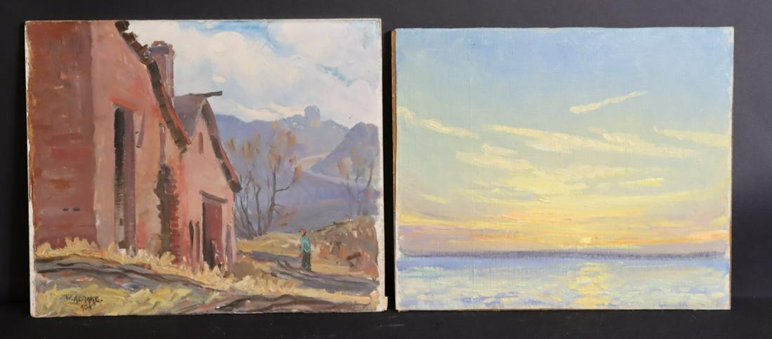 2 x W.Drake Oils On Board ,Seascape And Barn (1 of 6)