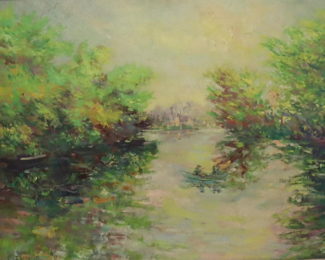 Edwin Wending.Signed Oil On Board Boating.: Signed lr left and from a Larchmont storage .