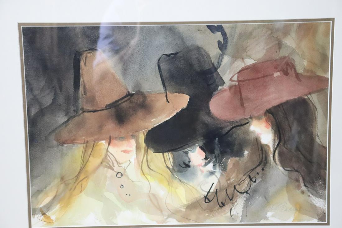 Phil Beaman?.Signed Watercolor Ladies Hats . (1 of 4)