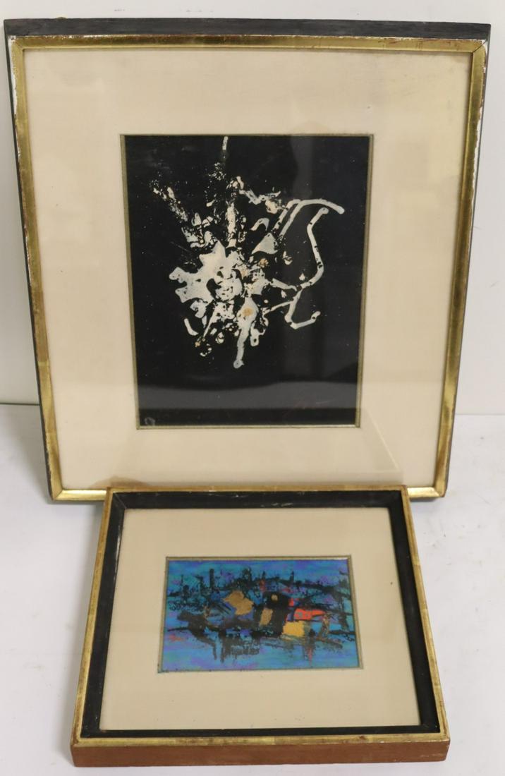 2x GIO Signed Abstract Oils On Paper . (1 of 9)
