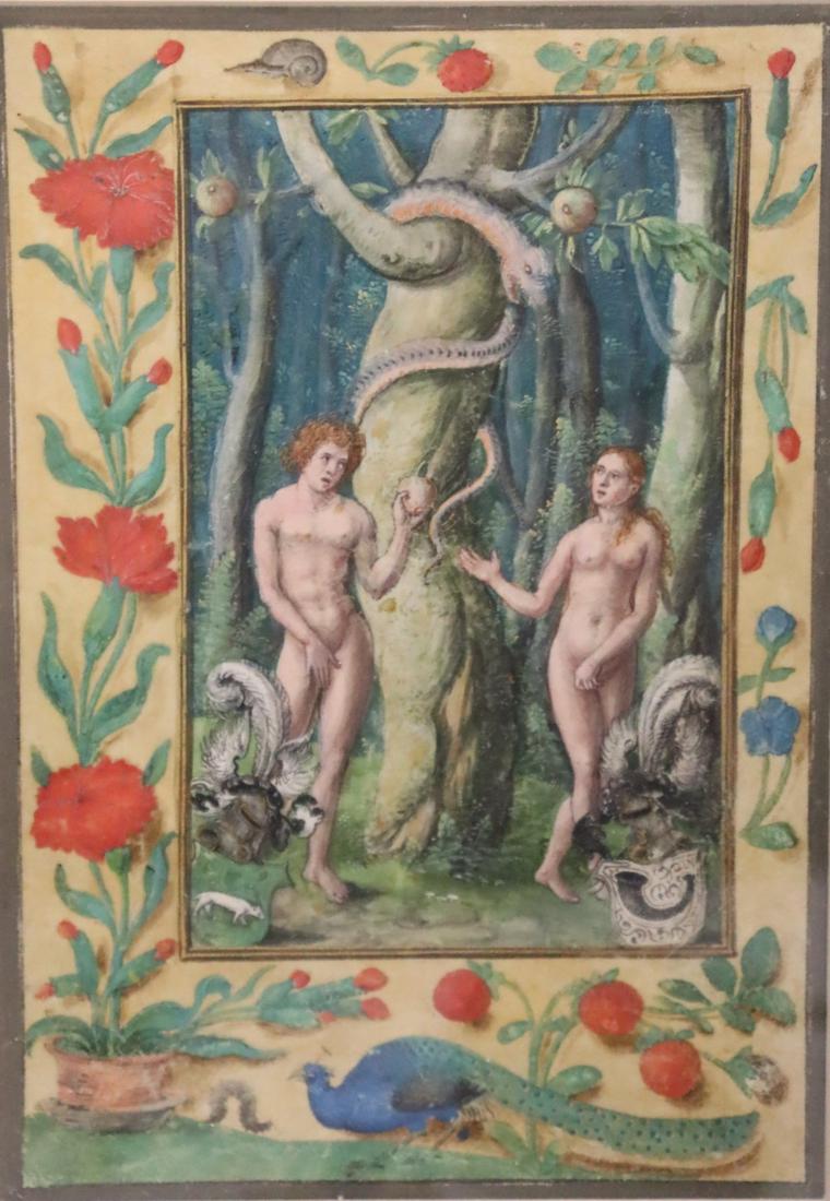 UNSIGNED . Watercolor Of Adam And Eve (1 of 3)