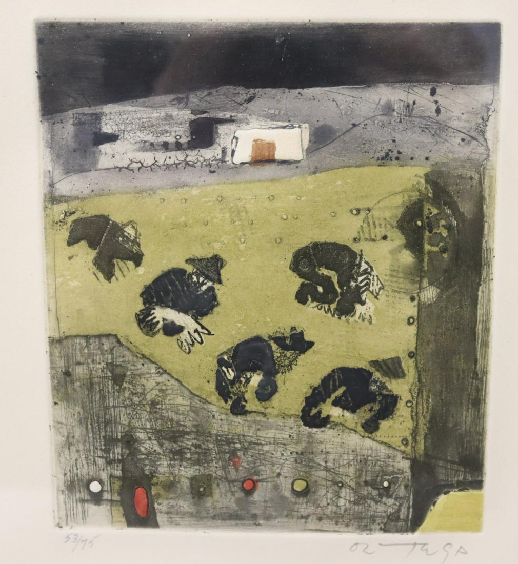 ILLEGIBLY. Signed And Numbered Print .: Signed in pencil lr rt and number 53 of 75 . From a Larchmont storage . - Dimensions: 19.5" x12.5" image 7.25" x6.25"F21"x15"