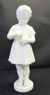 Antonio Frilli (Italian 1860 - 1920) Signed: Marble Sculpture Of A Young Girl. Signed on the base. From a Forest Hills Queens New York estate. - Dimensions: 30" h