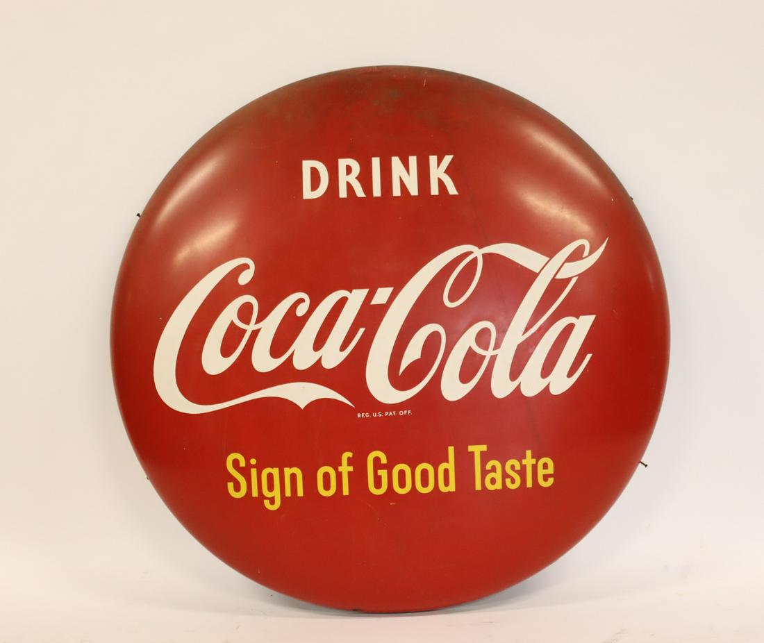 Coca Cola 48" Tin Button Sign. (1 of 7)