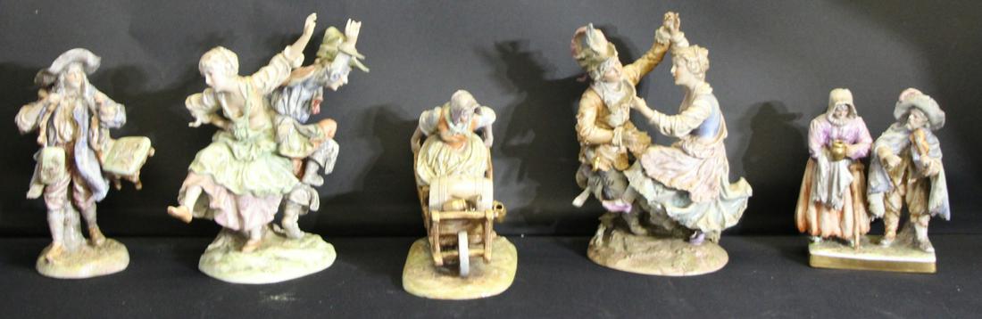 5 Antique German Porcelain Groupings. (1 of 9)