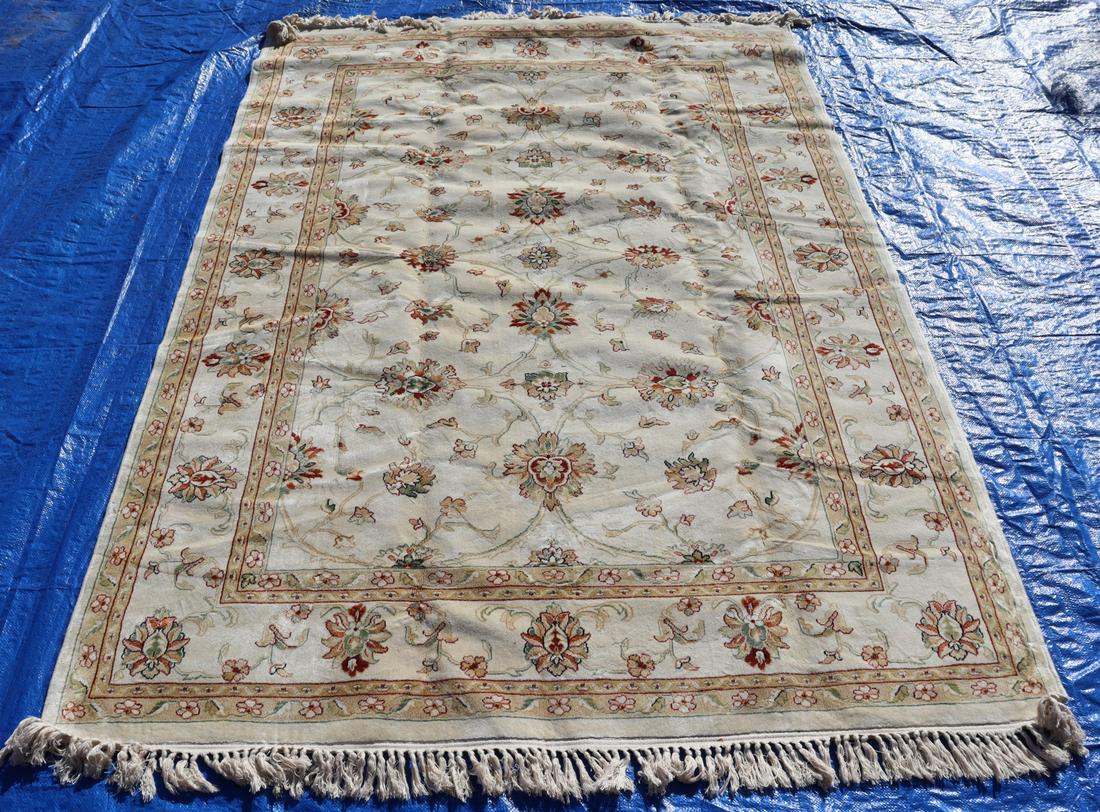 Vintage And Finely Hand Woven Silk Carpet. (1 of 6)