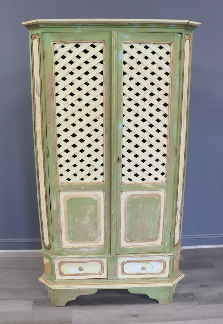 Antique Paint Decorated Corner Cabinet. (1 of 6)