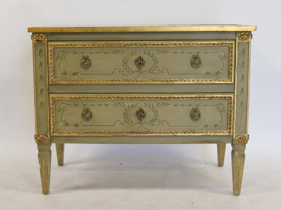 Vintage Paint And Gilt Decorated 2 Drawer Commode. (1 of 7)